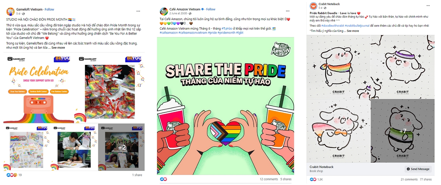 Các thương hiệu đồng lòng thể hiện sự ủng hộ Tháng Tự hào (Pride Month) (Ảnh: Fanpage nhãn hàng)